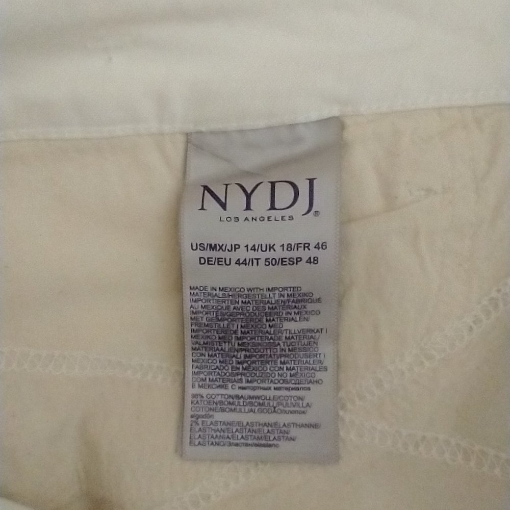 NYDJ Women's White Stretch Jeans Size 14 Alina Lift X Tuck Technology Fringe Hem - Picture 5 of 12